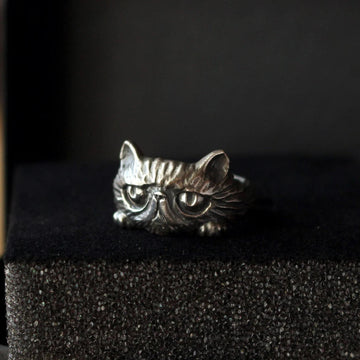 Celebrate Unique Beauty with the Flat Face Exotic Cat Ring by Hvitolg at www.brixbailey.com