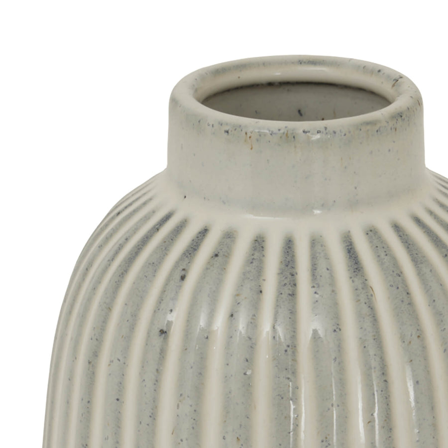 White ceramic bell-shaped vase, modern minimalist home dÃ©cor, 20cm height, smooth reflective finish by Sostter at brixbailey.com