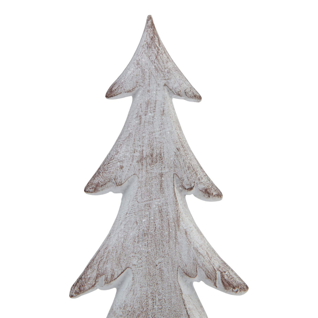 Hand-sculpted Nordic winter tree sculpture with snow-dusted branches, textured resin bark, and lifelike foliage, 39cm tall by Sostter at brixbailey.com