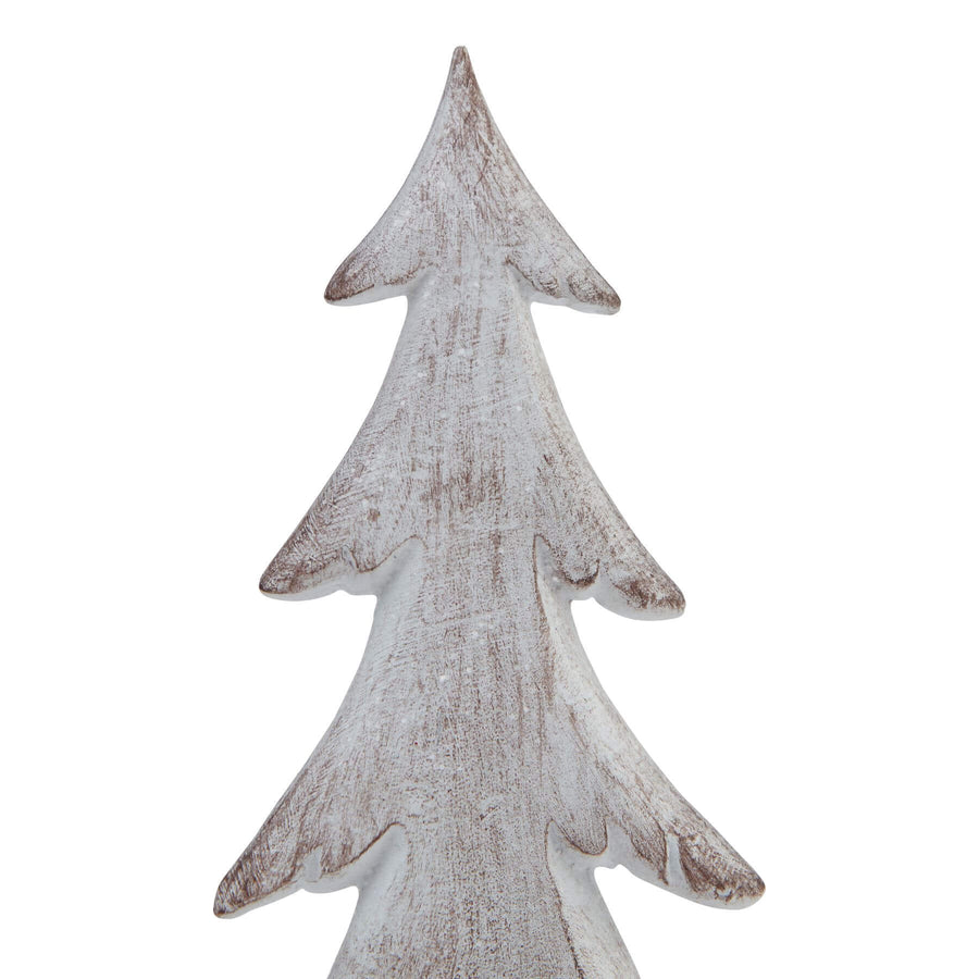 Hand-sculpted Nordic winter tree sculpture with snow-dusted branches, textured resin bark, and lifelike foliage, 39cm tall by Sostter at brixbailey.com