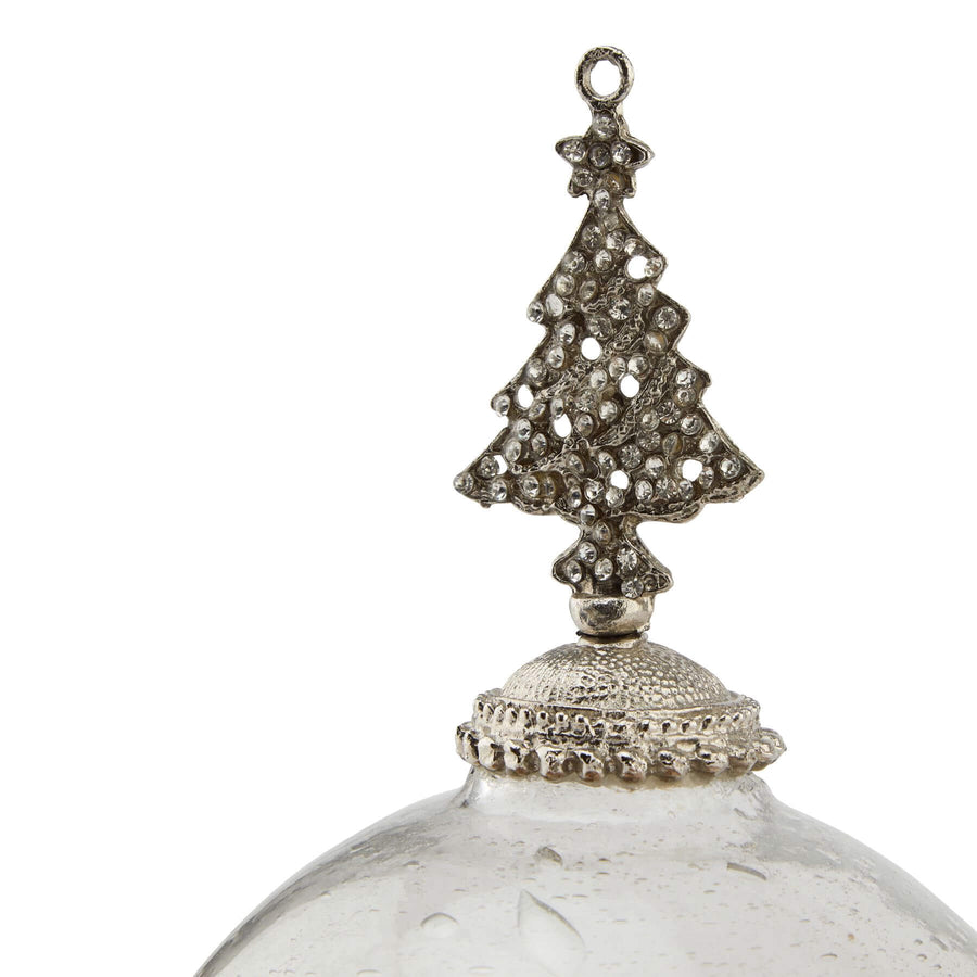 Hand-blown coffee-to-champagne ombre glass Christmas bauble with silver tree topper, 17cm elegant holiday ornament by Sostter at brixbailey.com