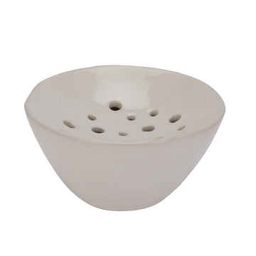 Handcrafted ceramic flower frog in off-white with glazed finish, perfect for floral arrangements. by Sostter at brixbailey.com
