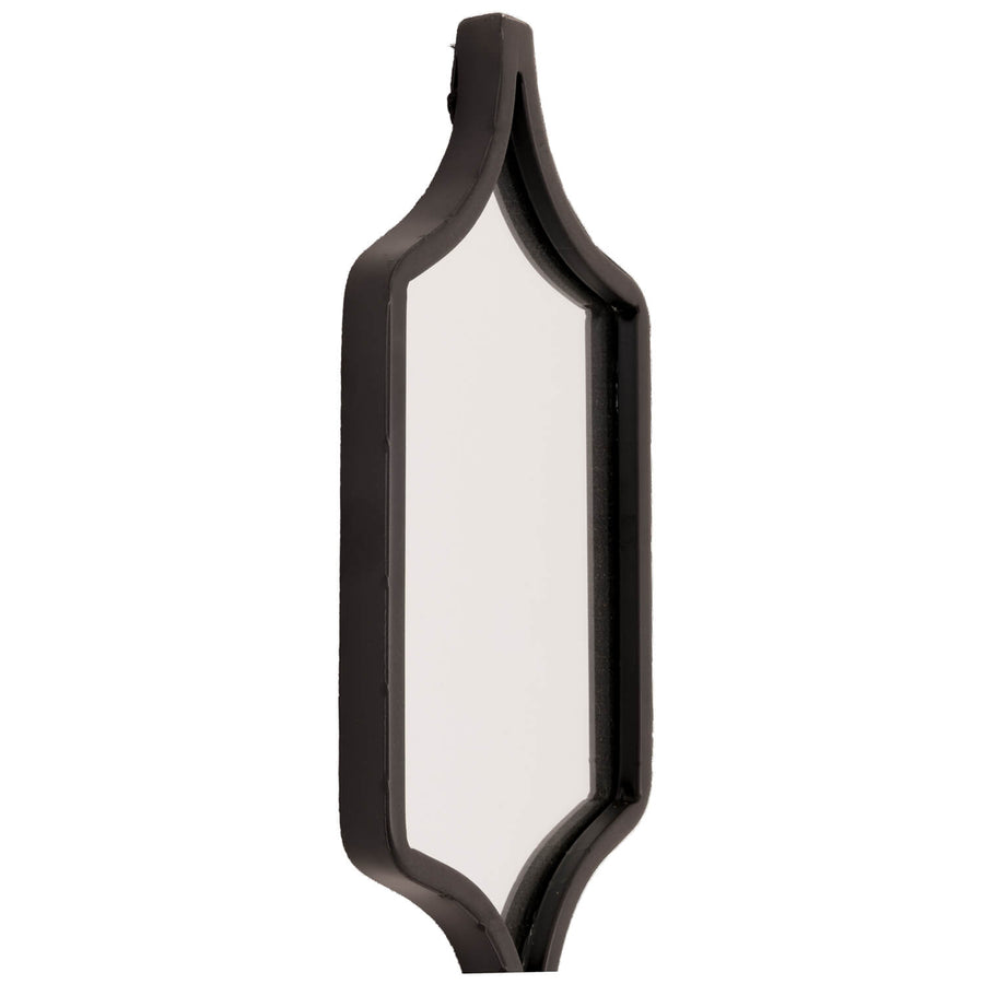 Sleek black hanging mirror with matte metal frame, minimalist rectangular design for modern home decor by Sostter at brixbailey.com