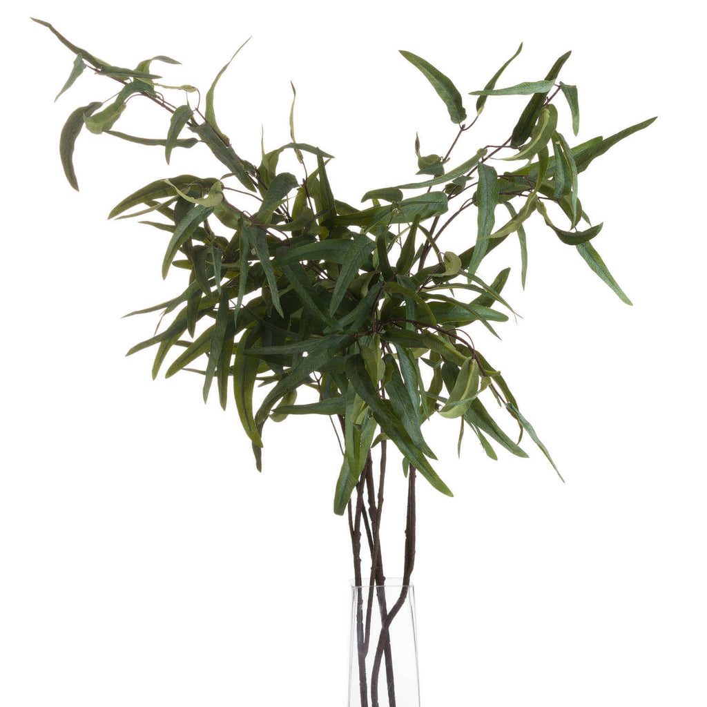 Lifelike artificial willow eucalyptus spray with dark green foliage, 50-inch stems for elegant home decor. by Sostter at brixbailey.com