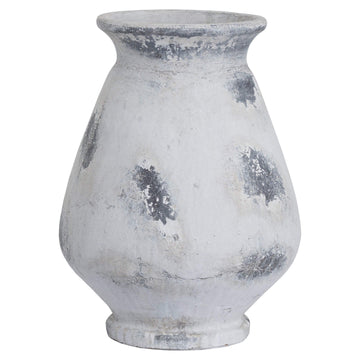 Large antique white ceramic vase with Greek-inspired design, 43cm tall, perfect for floral arrangements  by Sostter at brixbailey.com