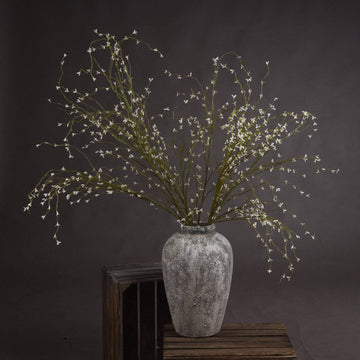 White willow spray with lifelike catkins, 112cm tall, pure white artificial floral for elegant home decor. by Sostter at brixbailey.com