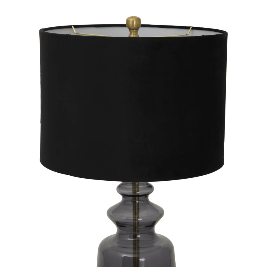 Luxton table lamp with hand-blown glass base and black velvet shade, elegant modern lighting for home decor by Sostter at brixbailey.com