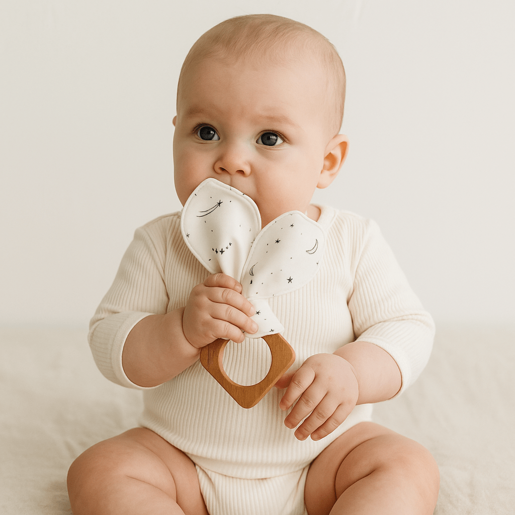 Celestial Teething Ears Wooden Ring and Organic Cotton Toy