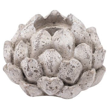 Handcrafted stone-effect ceramic acorn tea light holder in natural tones, textured for rustic home decor ambiance. by Sostter at brixbailey.com