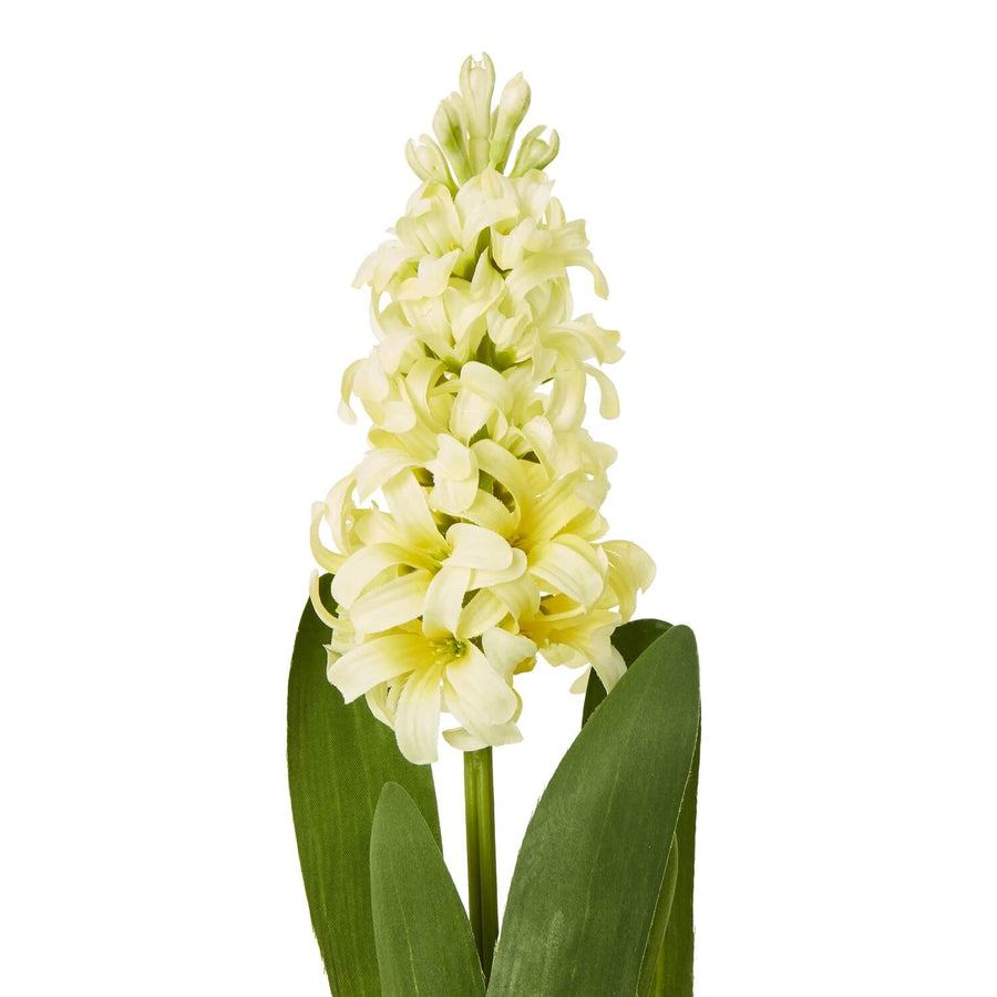 Lifelike yellow hyacinth faux stem, 44cm high, with vibrant plastic blooms for everlasting spring decor. by Sostter at brixbailey.com