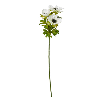 White anemone spray with lifelike petals, pure white plastic flowers, 56 cm tall, elegant home decor accent by Sostter at brixbailey.com