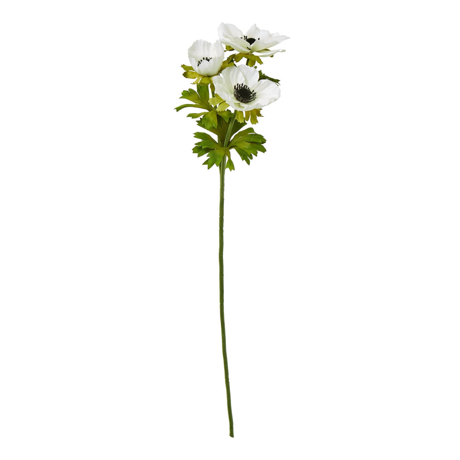 White anemone spray with lifelike petals, pure white plastic flowers, 56 cm tall, elegant home decor accent by Sostter at brixbailey.com