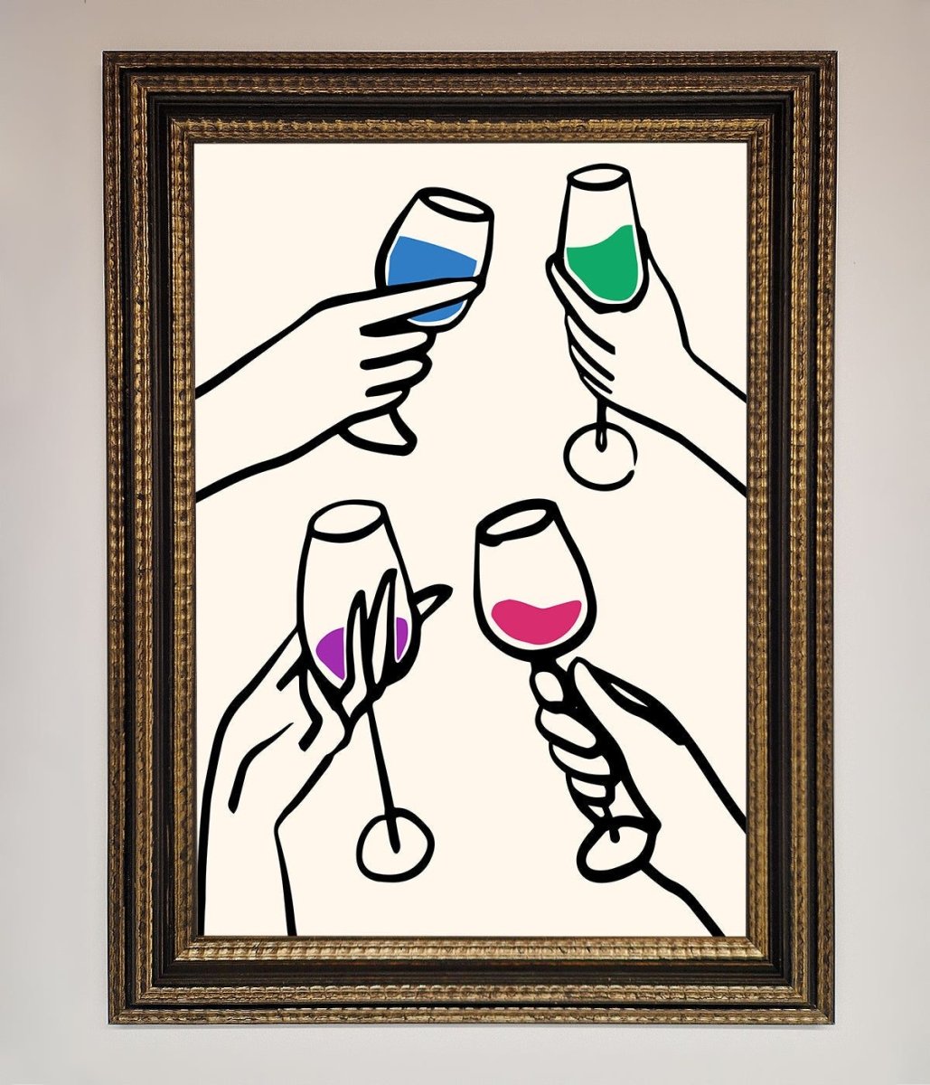 Cheers Wine Glasses Framed Wall Art