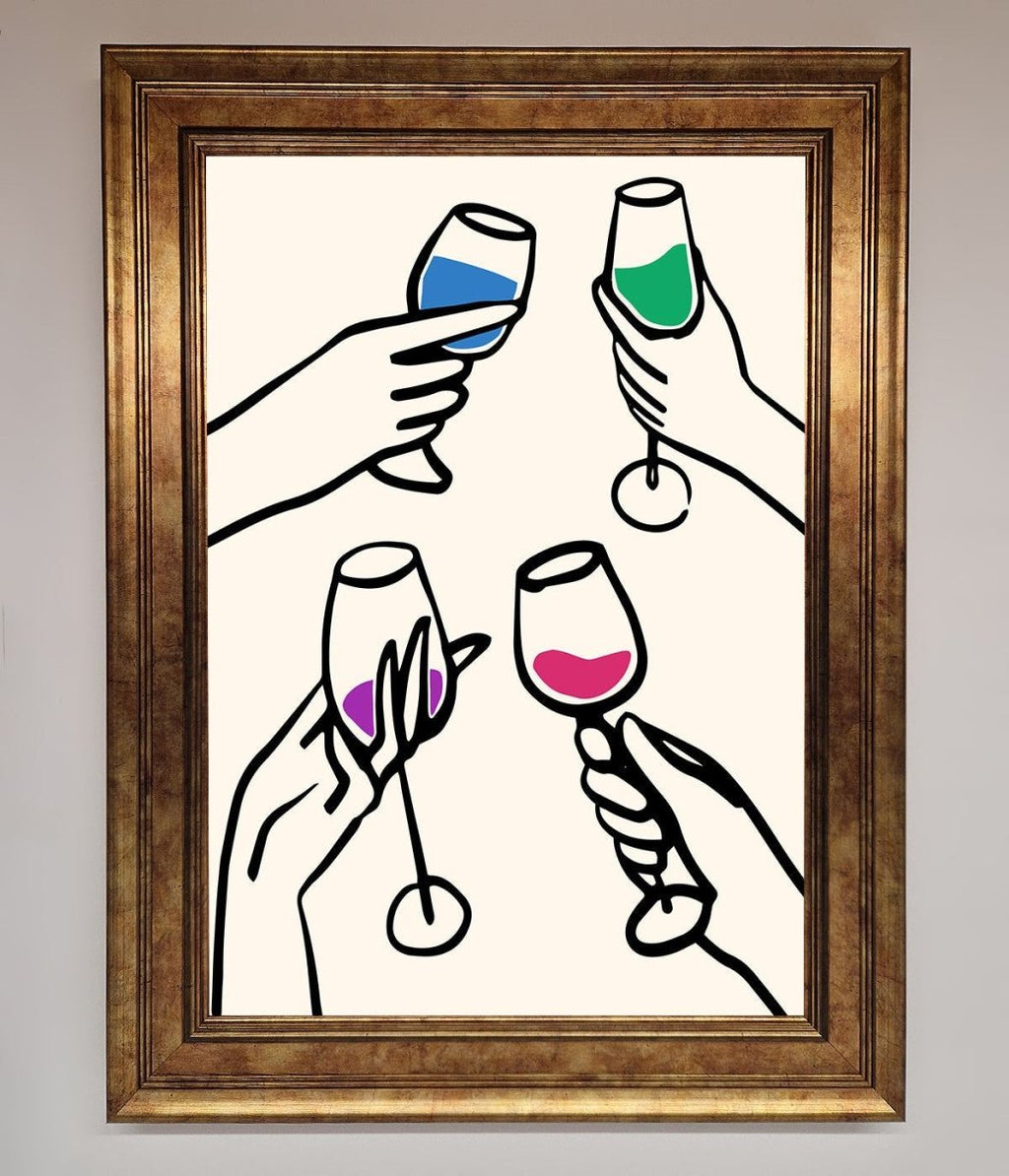 Cheers Wine Glasses Framed Wall Art