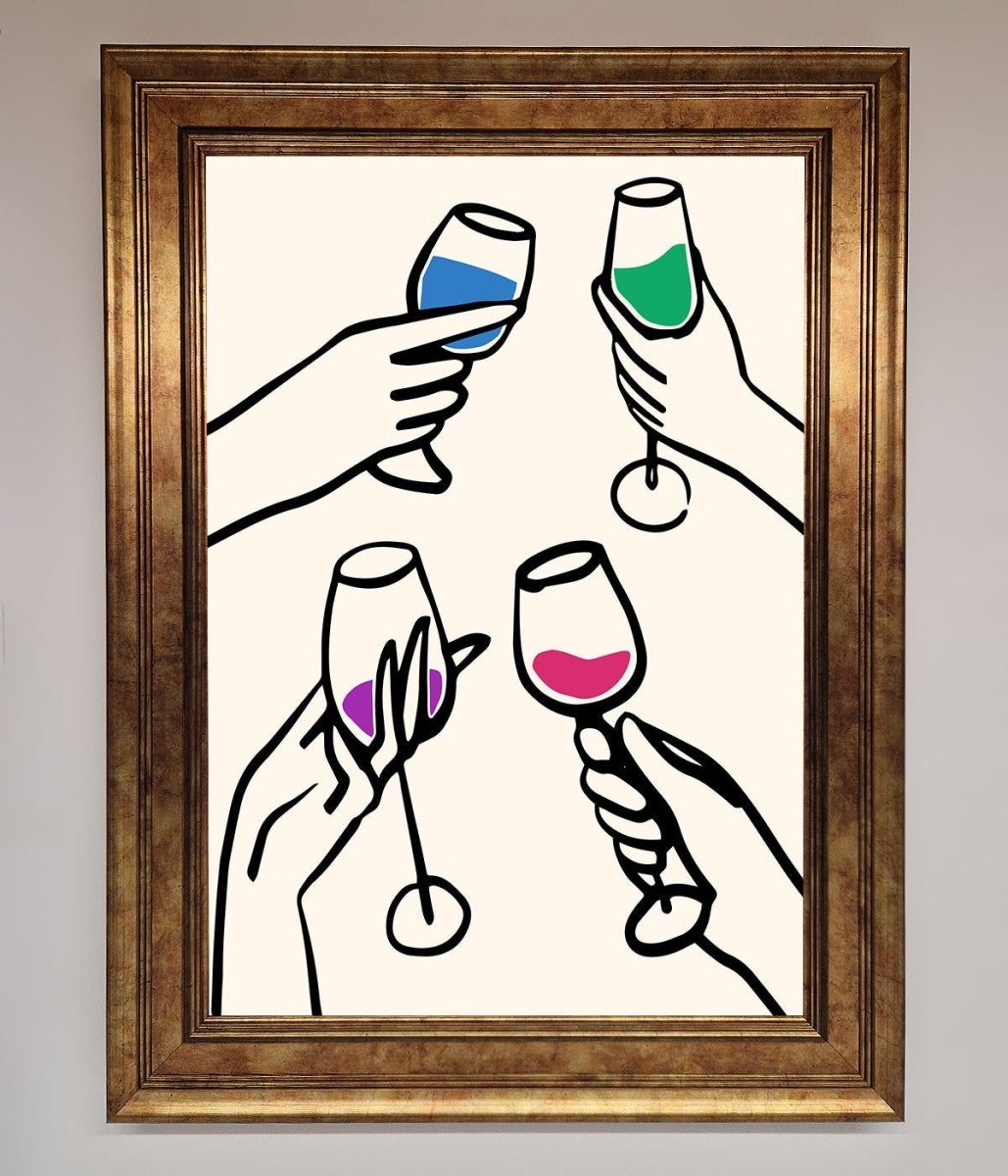 Cheers Wine Glasses Framed Wall Art