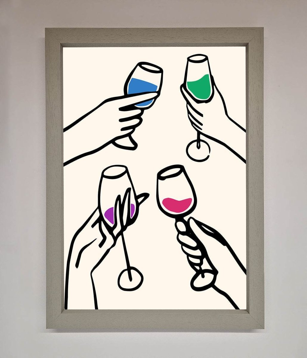 Cheers Wine Glasses Framed Wall Art