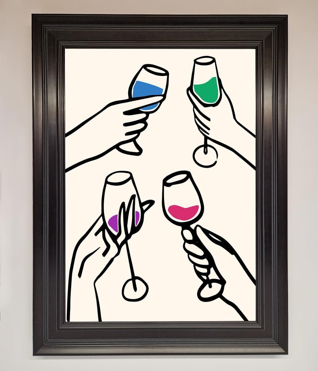 Cheers Wine Glasses Framed Wall Art