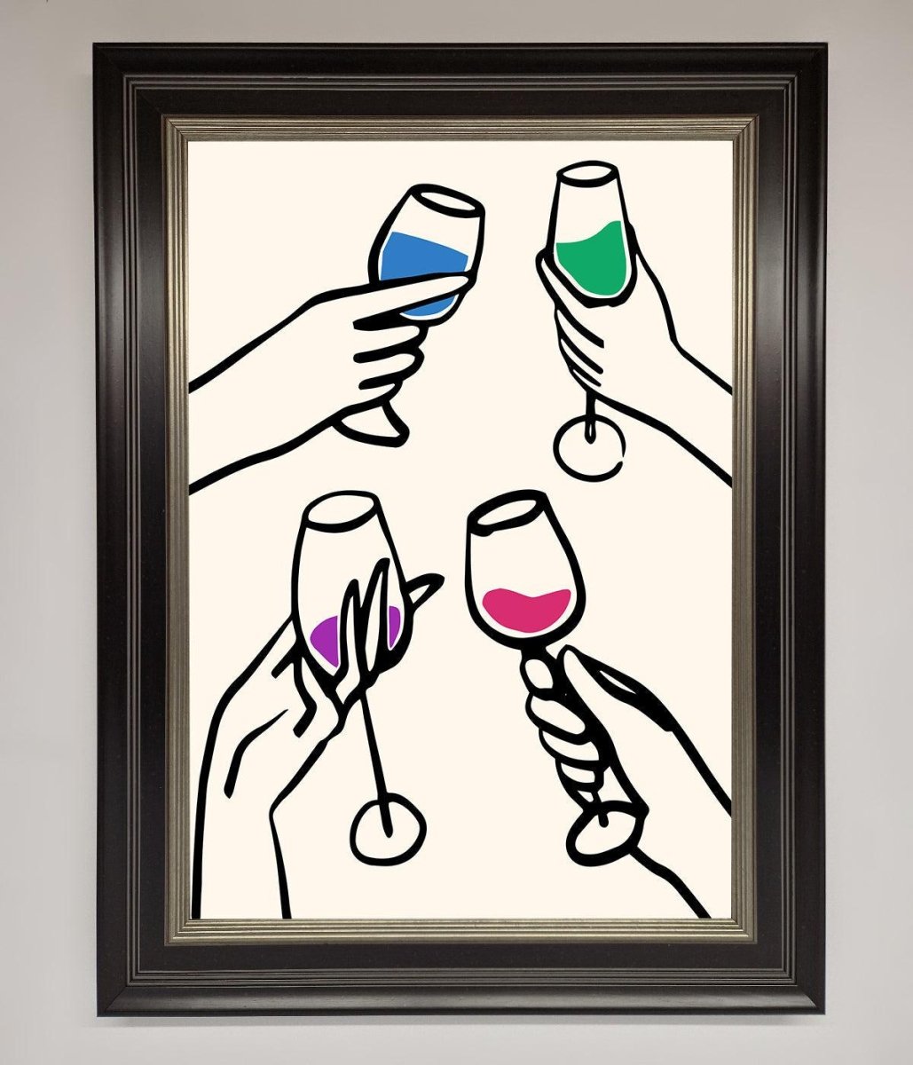 Cheers Wine Glasses Framed Wall Art