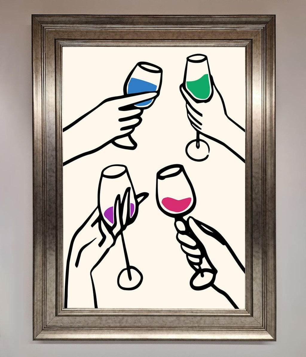Cheers Wine Glasses Framed Wall Art