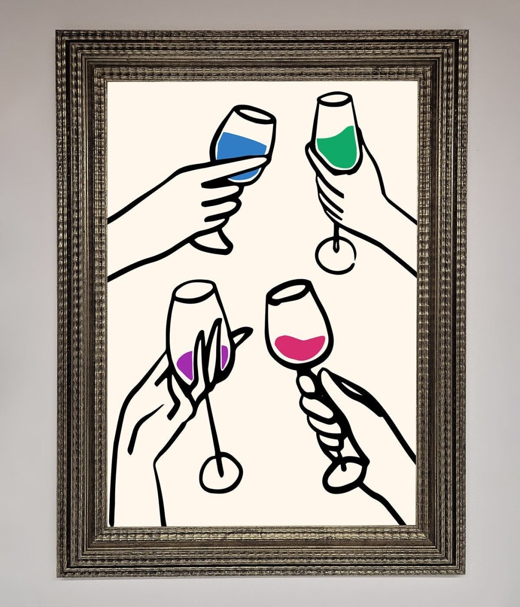Cheers Wine Glasses Framed Wall Art