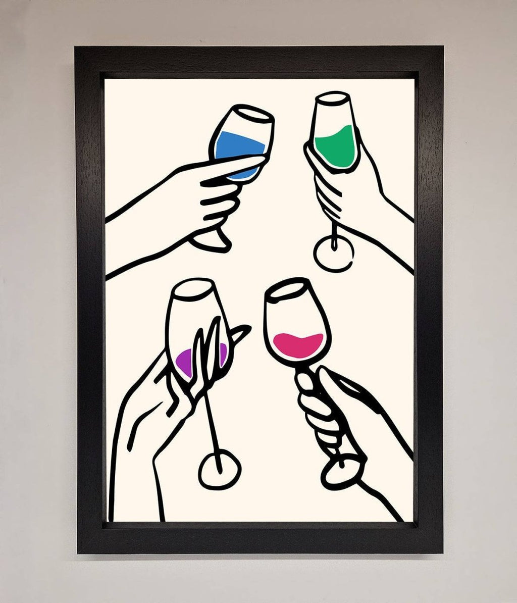Cheers Wine Glasses Framed Wall Art