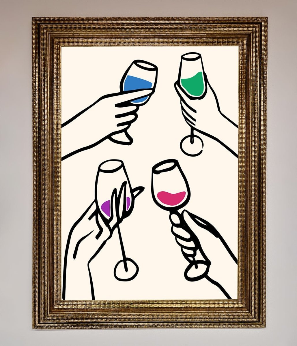 Cheers Wine Glasses Framed Wall Art