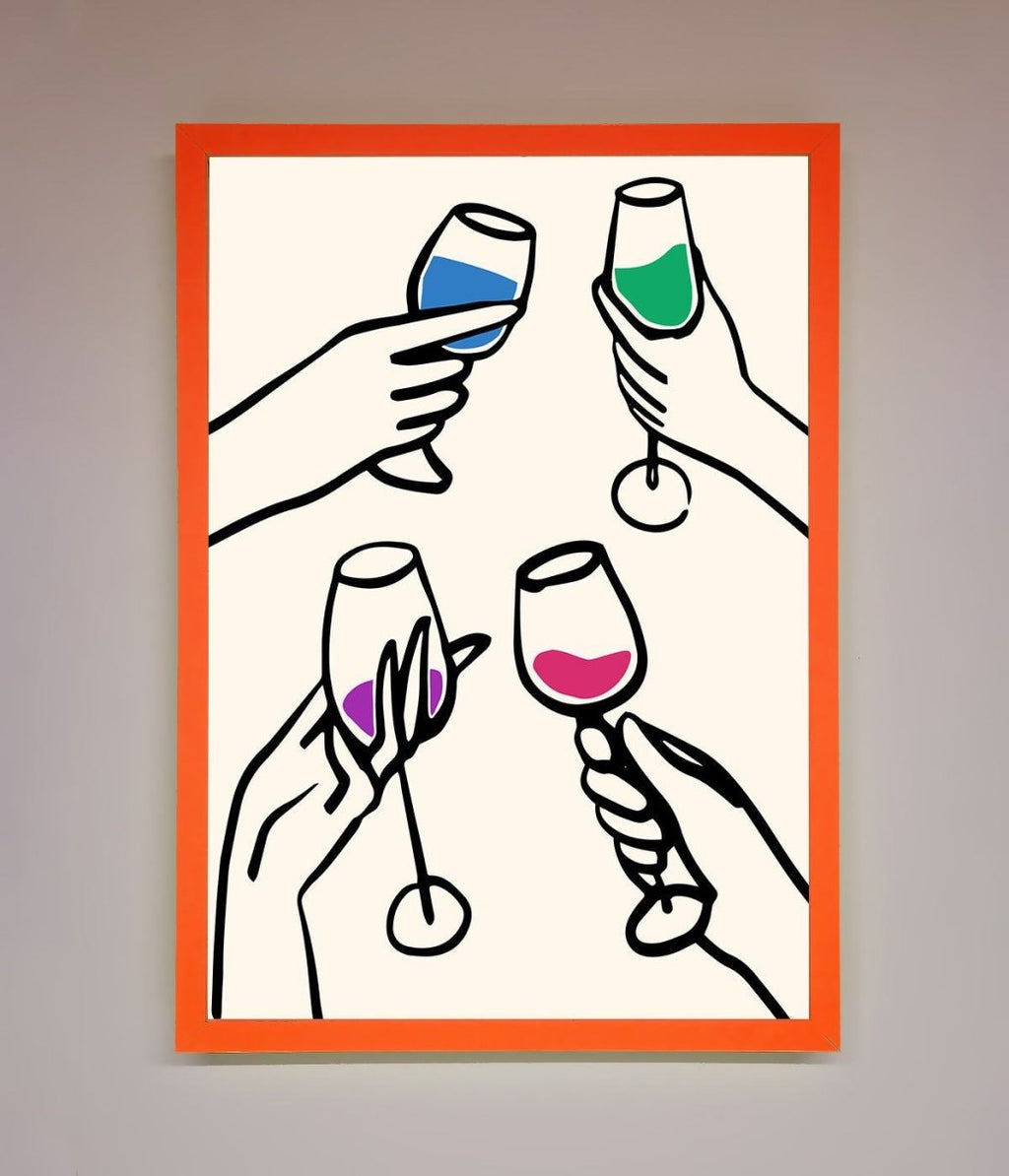 Cheers Wine Glasses Framed Wall Art