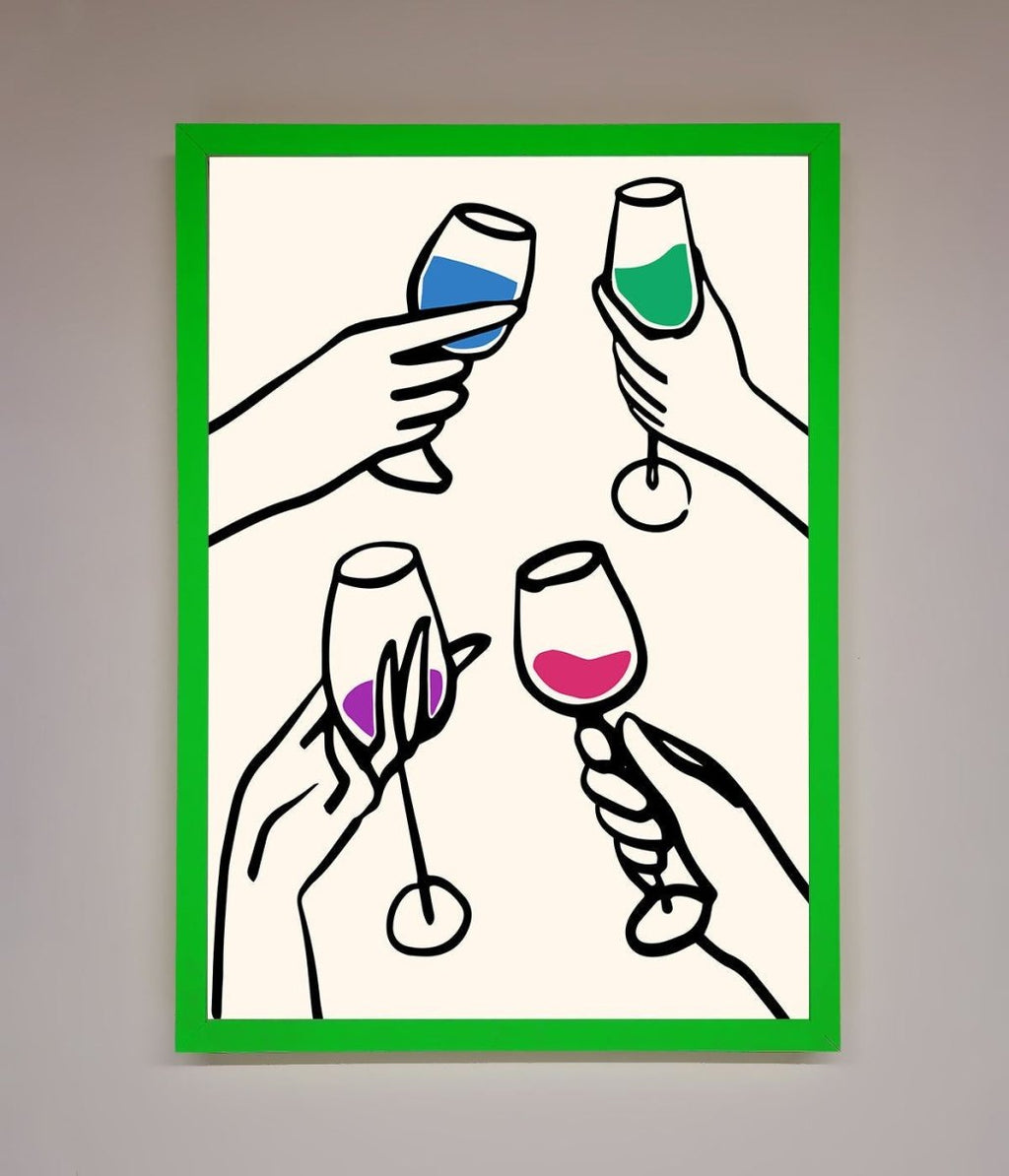 Cheers Wine Glasses Framed Wall Art