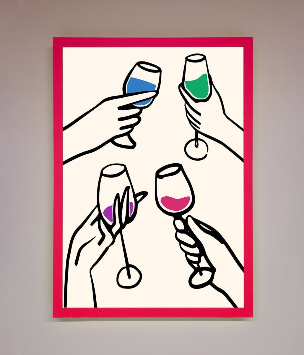 Cheers Wine Glasses Framed Wall Art