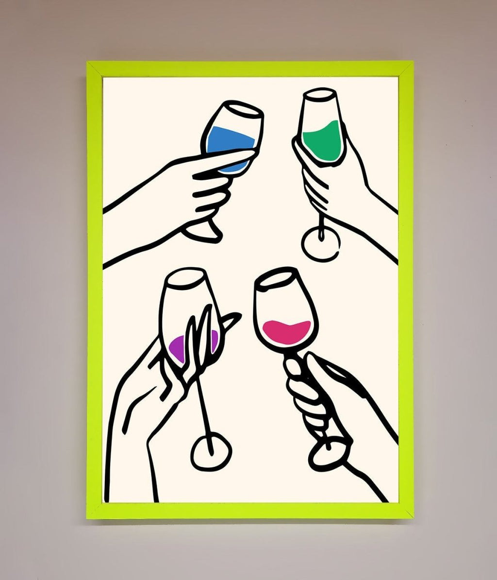 Cheers Wine Glasses Framed Wall Art