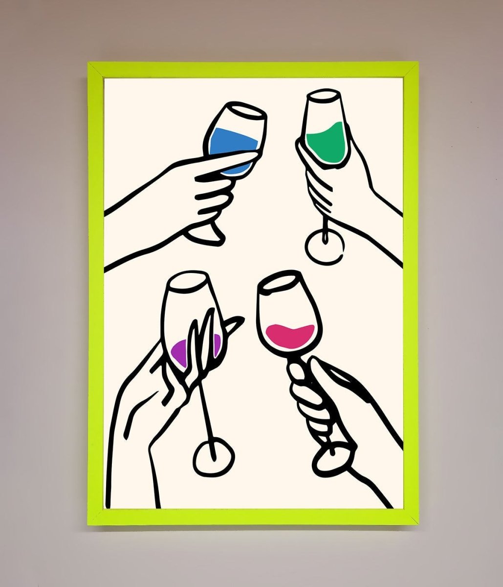 Cheers Wine Glasses Framed Wall Art