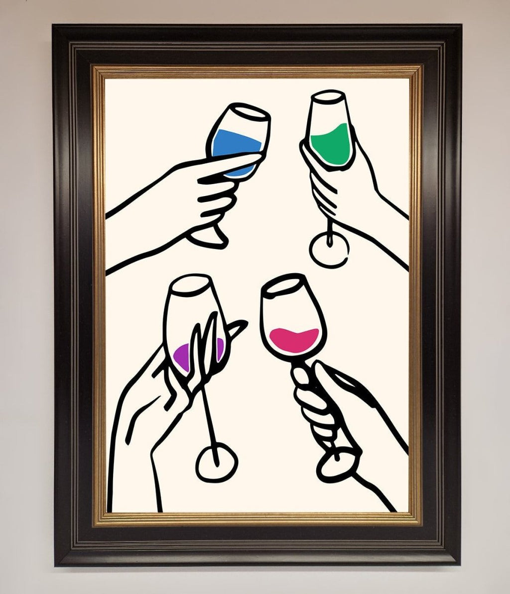 Cheers Wine Glasses Framed Wall Art