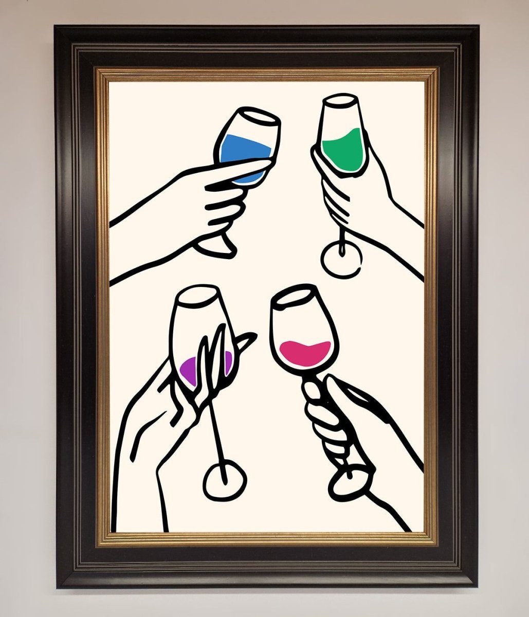 Cheers Wine Glasses Framed Wall Art