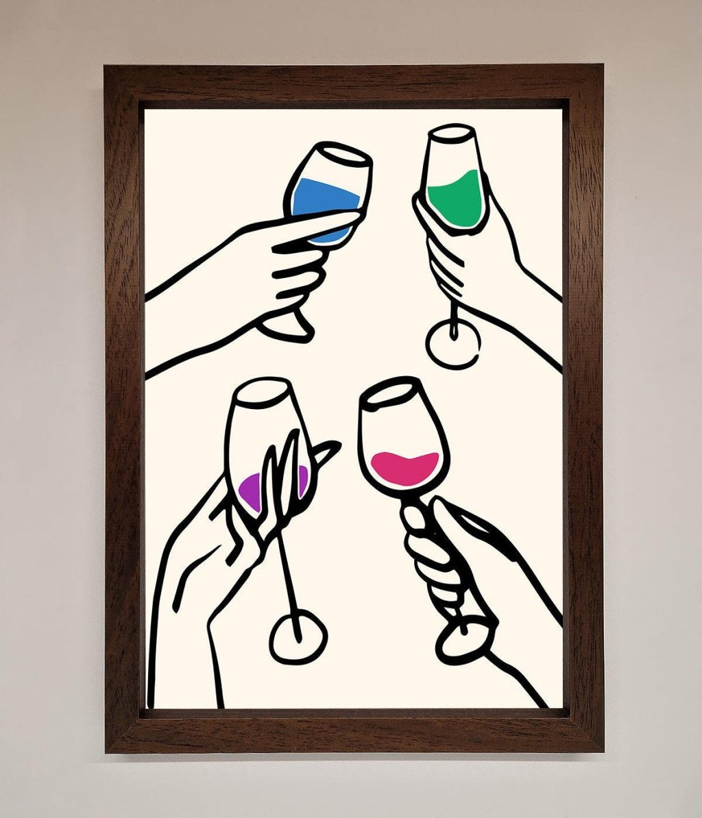 Cheers Wine Glasses Framed Wall Art