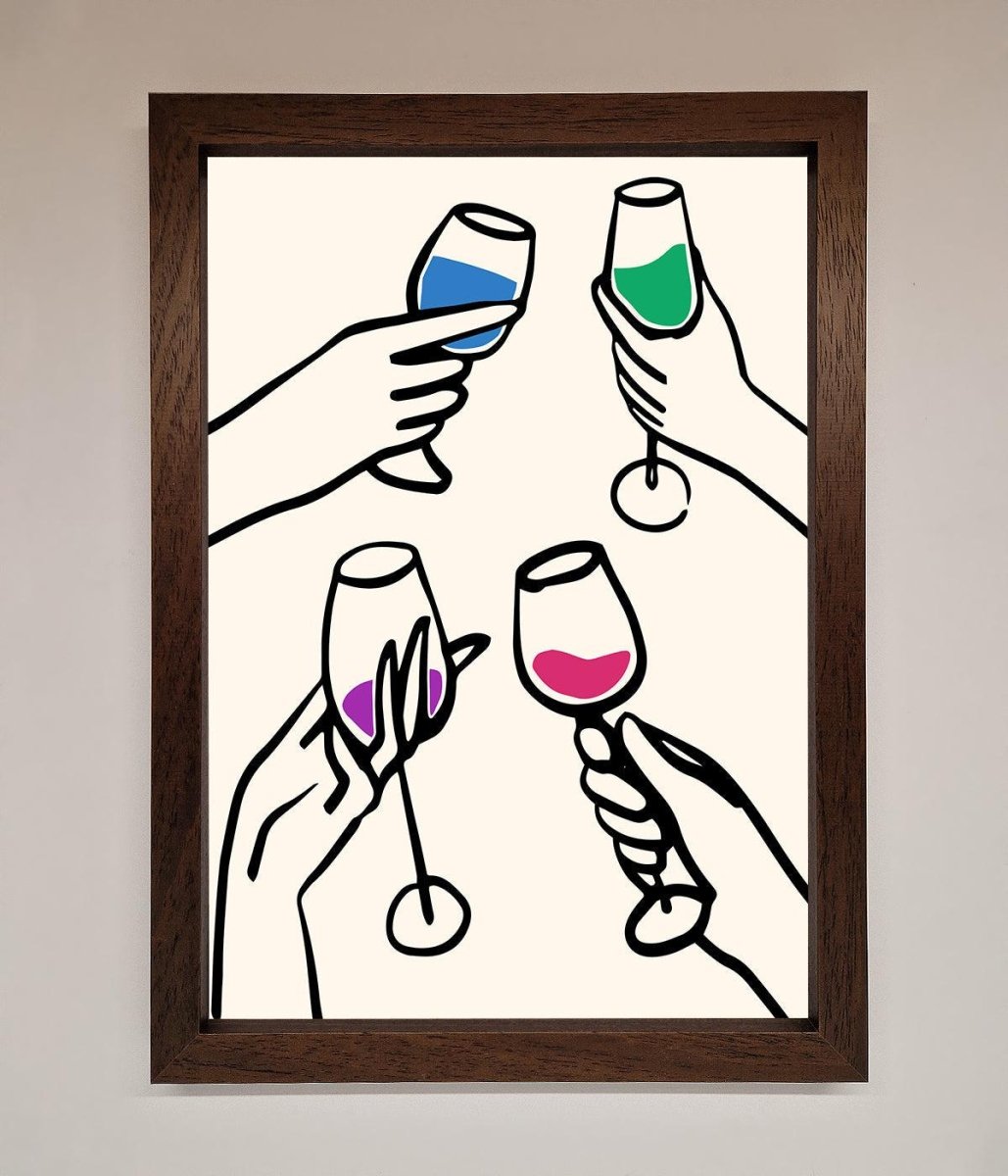 Cheers Wine Glasses Framed Wall Art