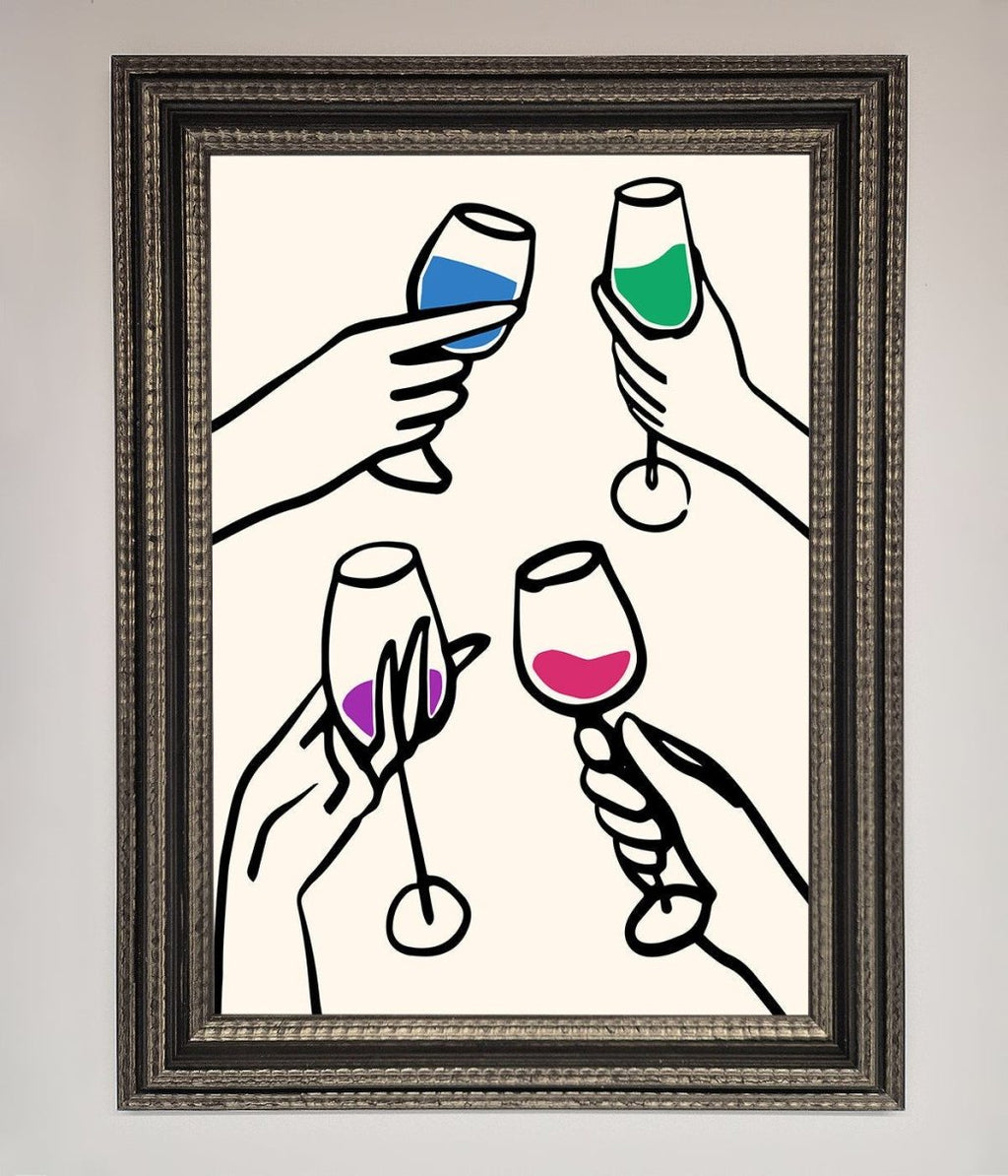 Cheers Wine Glasses Framed Wall Art