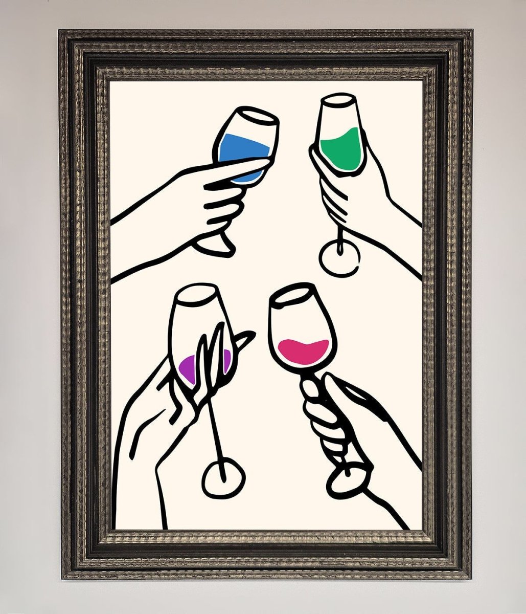 Cheers Wine Glasses Framed Wall Art