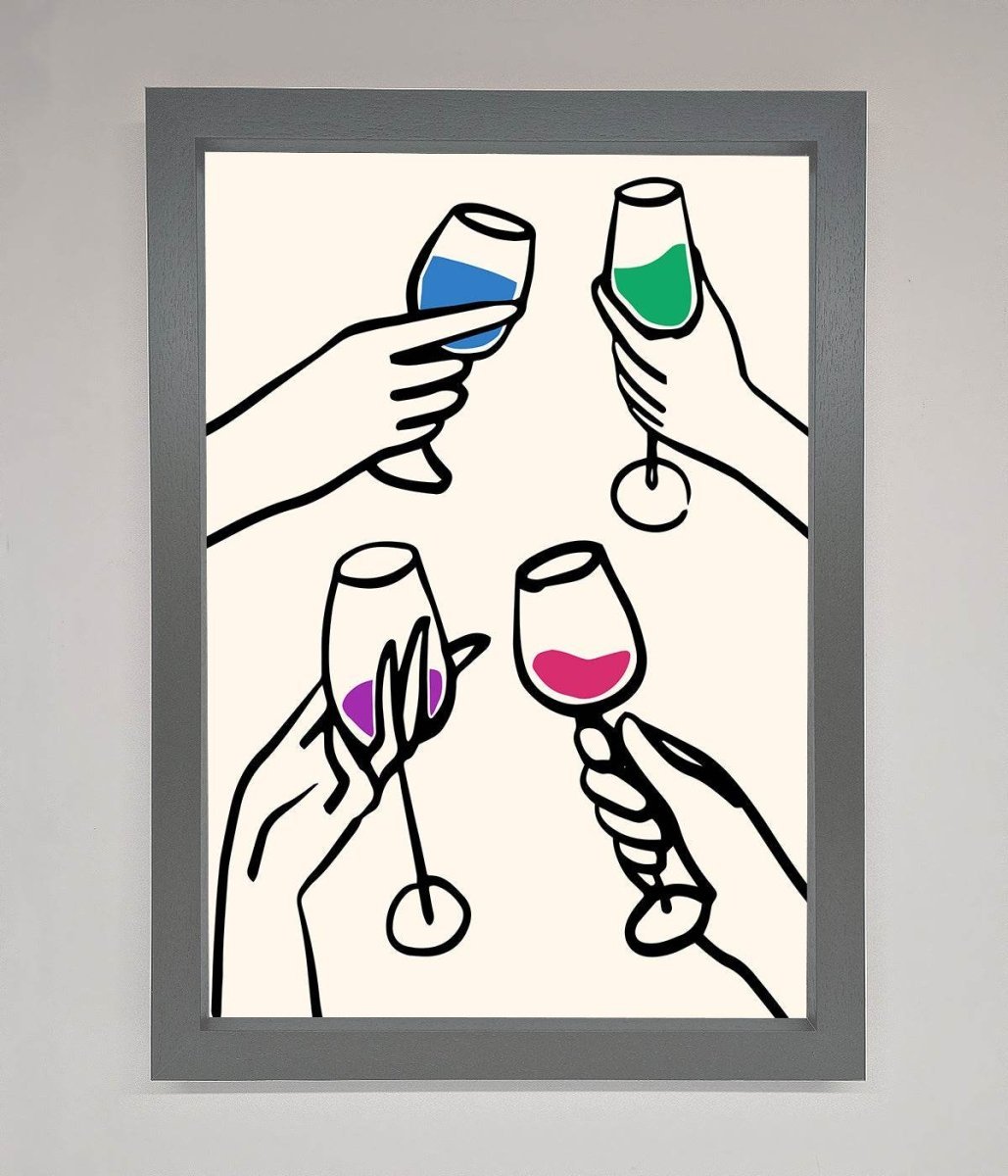 Cheers Wine Glasses Framed Wall Art