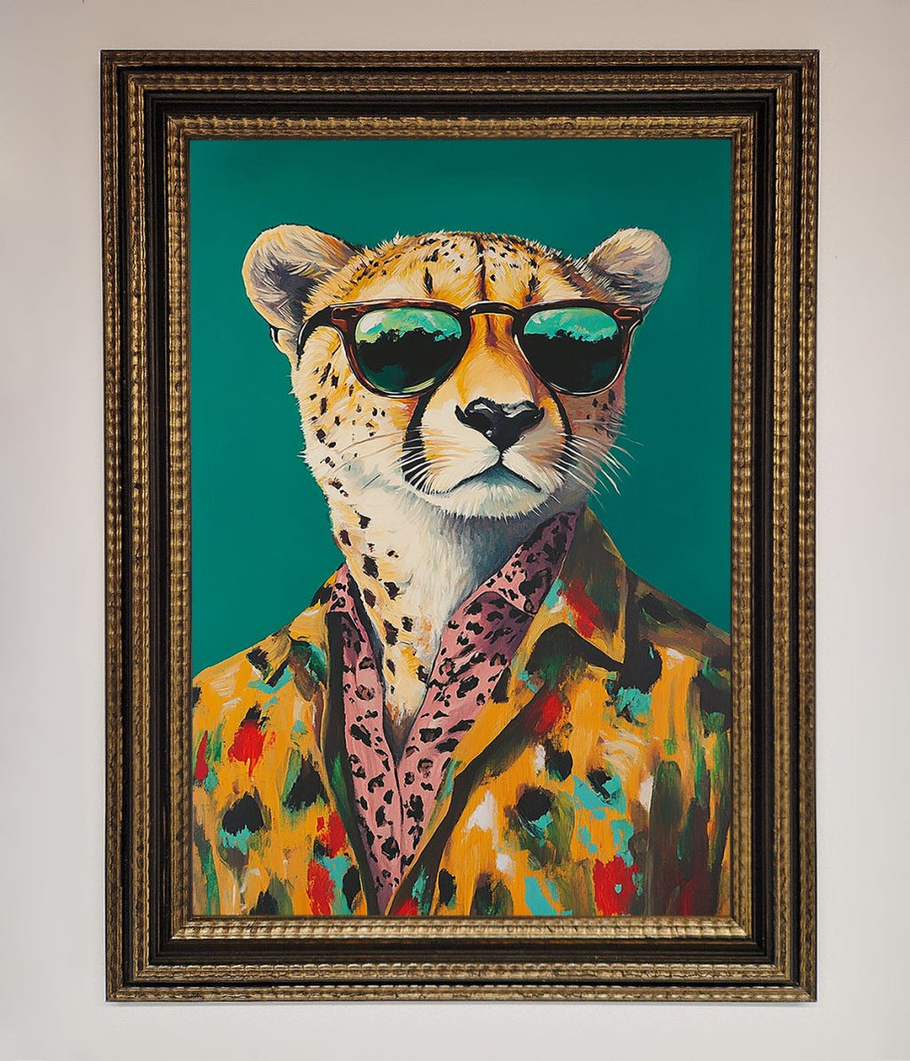 Cheetah With Sunglasses Framed Print