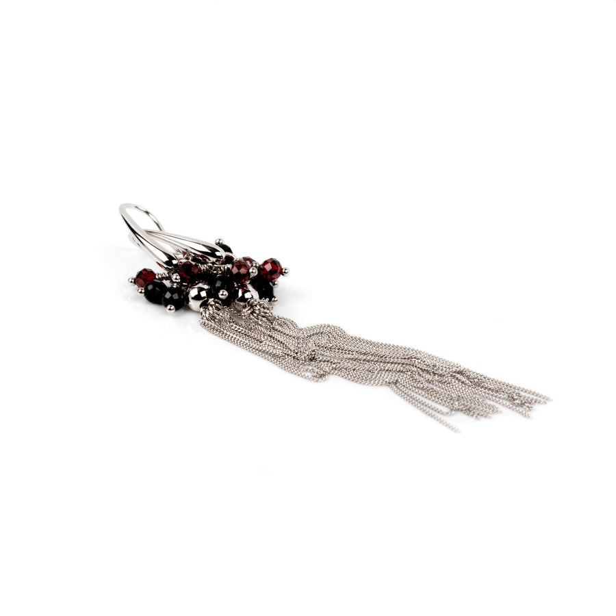 Cherie Tassel Earrings – Sterling Silver with Pearl & Gem Clusters by MyaMoon at www.brixbailey.com