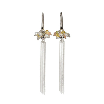 Cherie Tassel Earrings – Retro Pearl & 925 Silver Elegance by MyaMoon at www.brixbailey.com