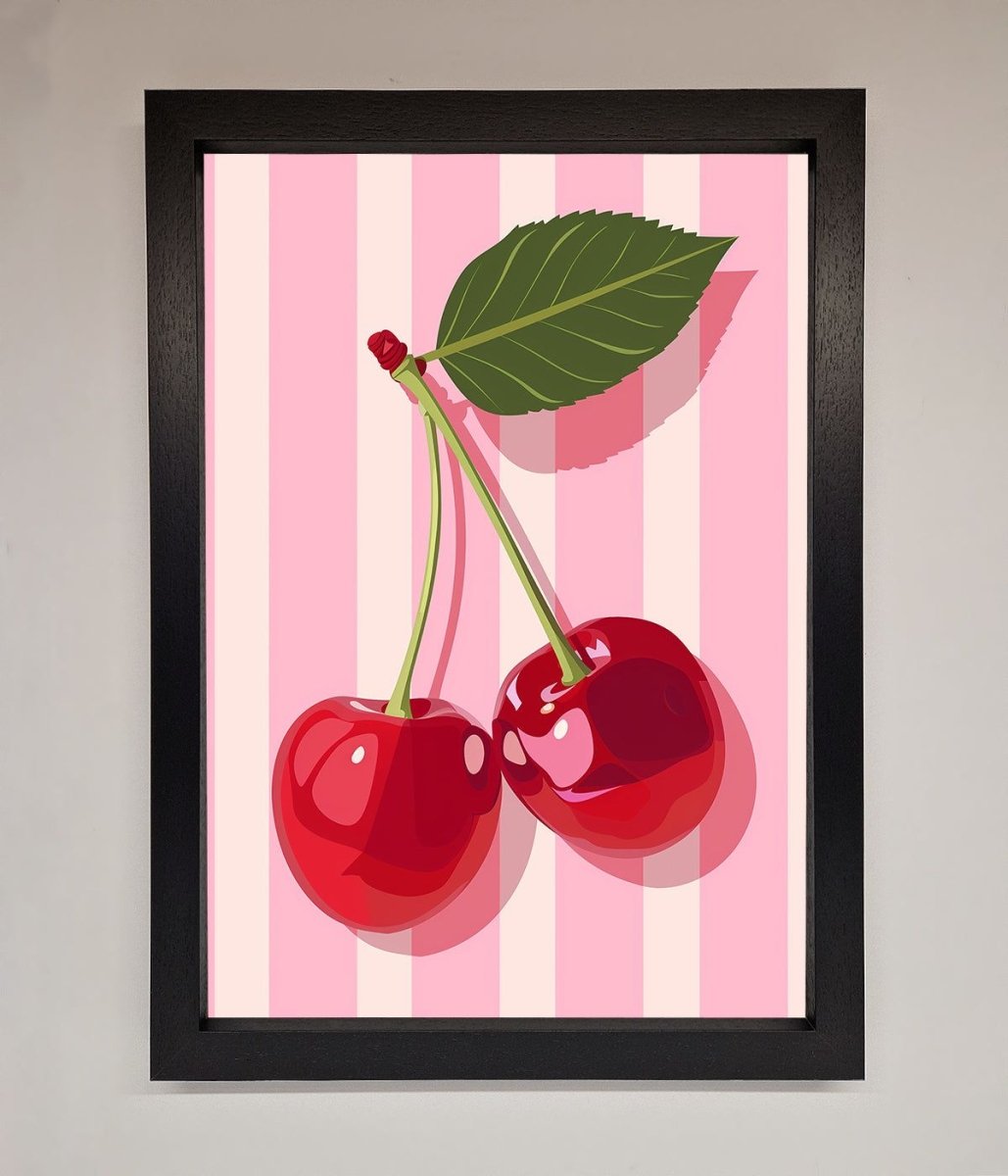 Cherries On Stripes Framed Print