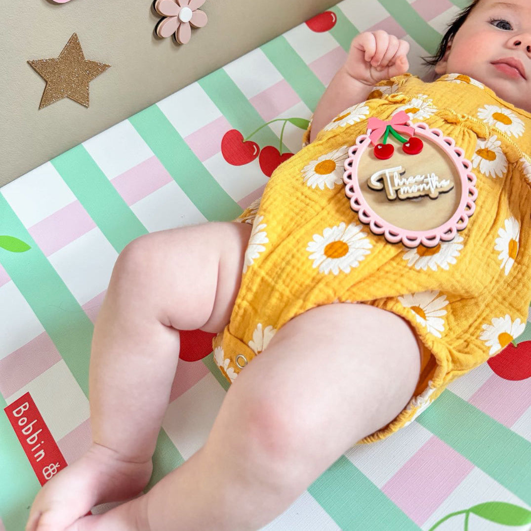 Anti-Roll Wedge Baby Changing Mat - Cherry