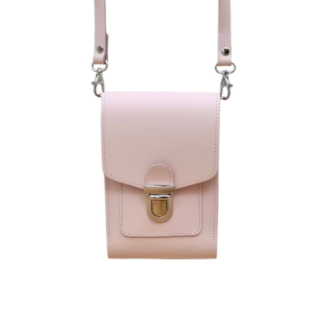 Leather Push Lock Crossbody Phone Case - Cherry Blossom