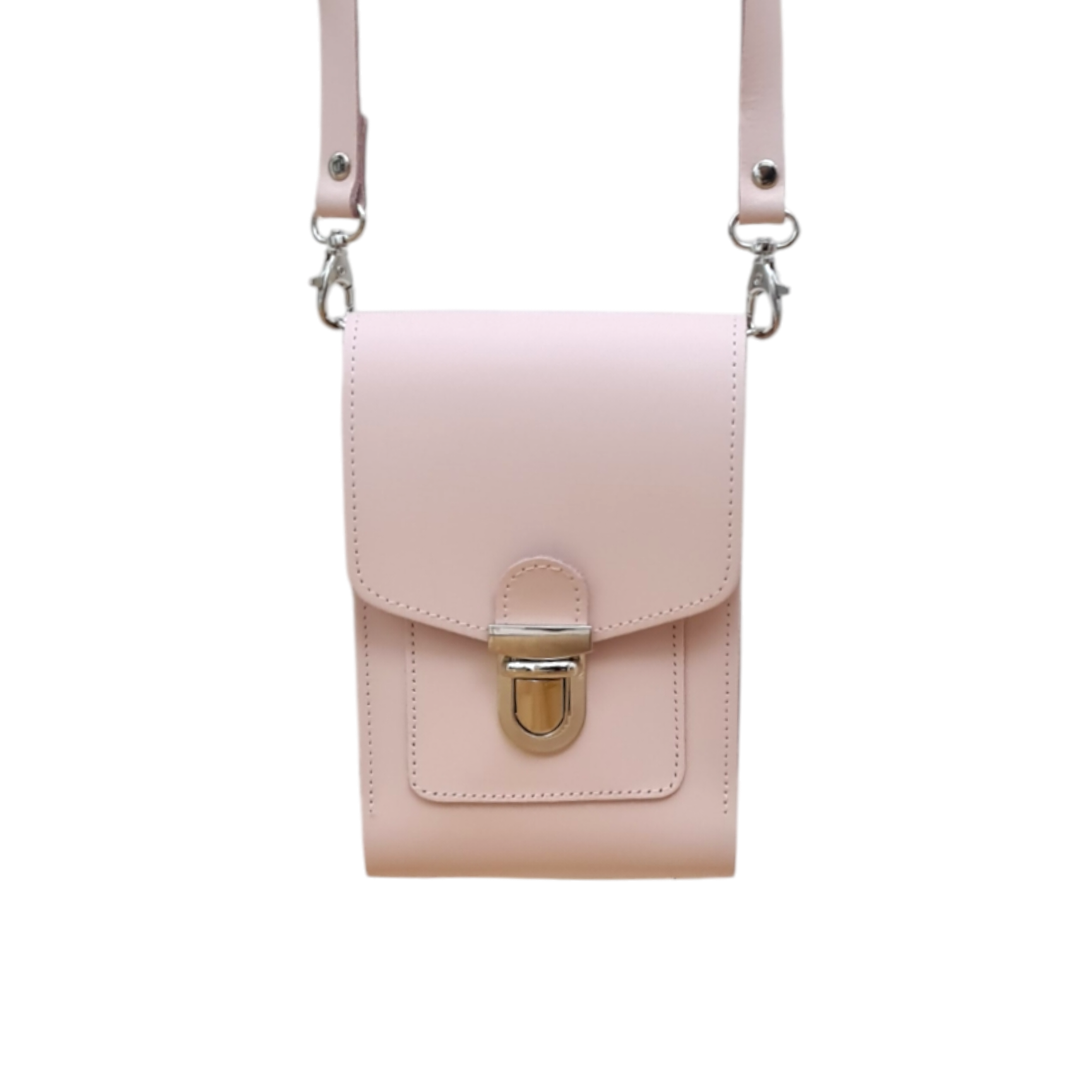 Leather Push Lock Crossbody Phone Case - Cherry Blossom