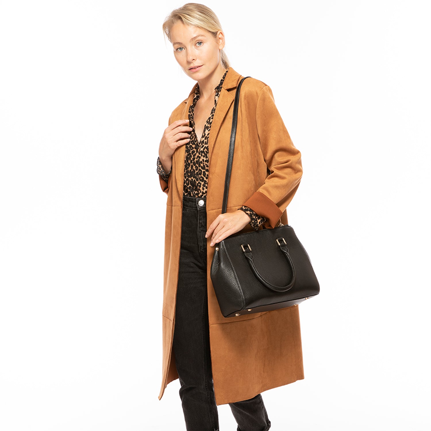 Black Leather Satchel Bag