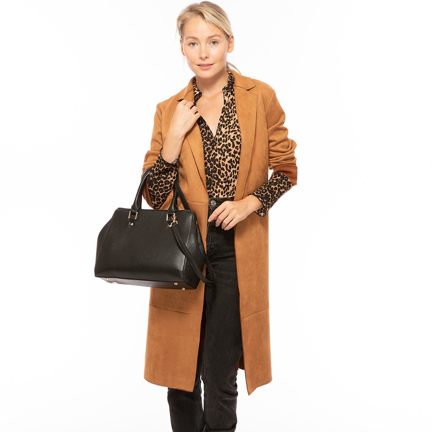 Black Leather Satchel Bag