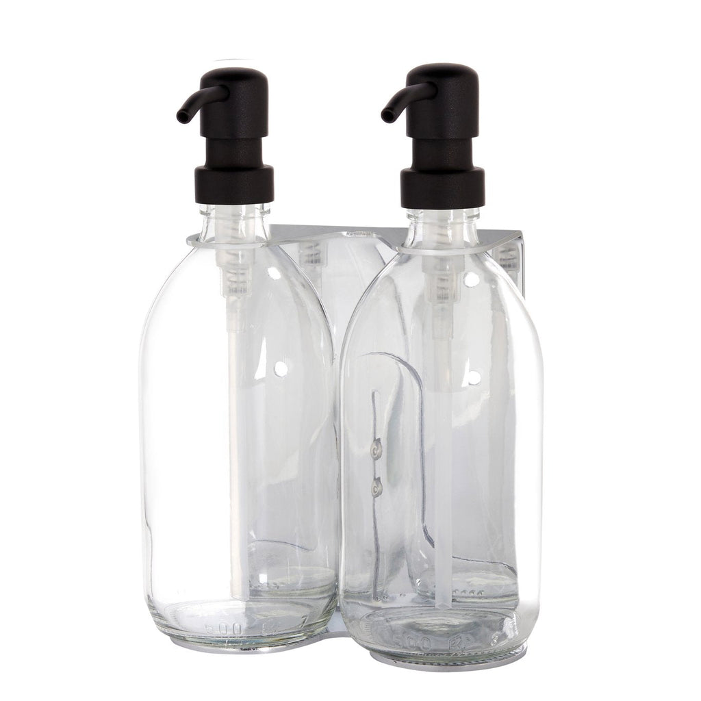 Chrome Double Wall Mounted Soap Dispenser