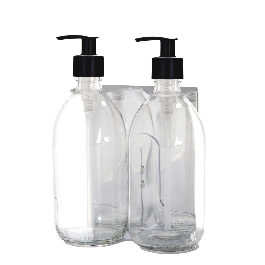 Chrome Double Wall Mounted Soap Dispenser
