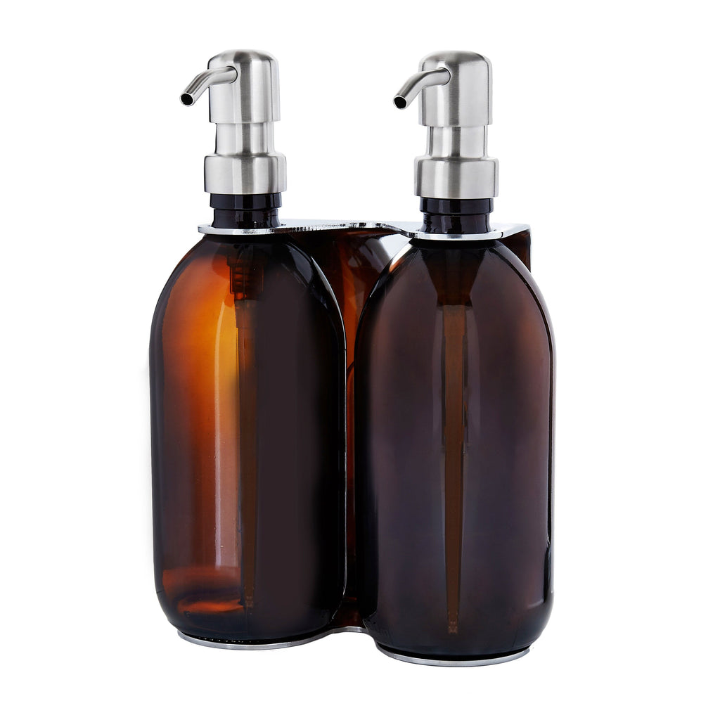 Chrome Double Wall Mounted Soap Dispenser